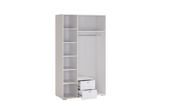 Шкаф Гламур белого цвета с двумя ящиками - лучшие Детские шкафы в INMYROOM
