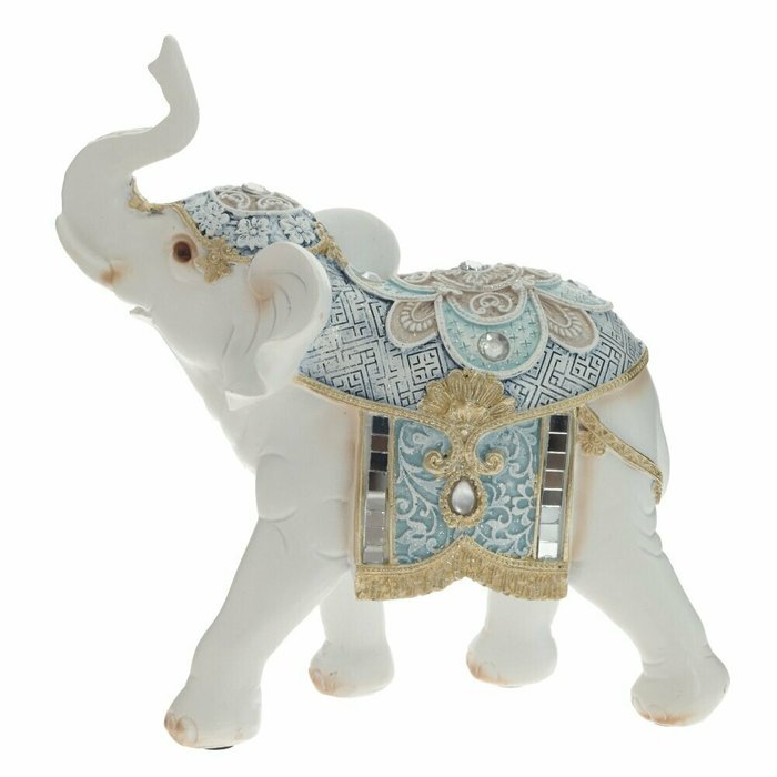 Фигурка декоративная Слон бело-голубого цвета - лучшие Фигуры и статуэтки в INMYROOM