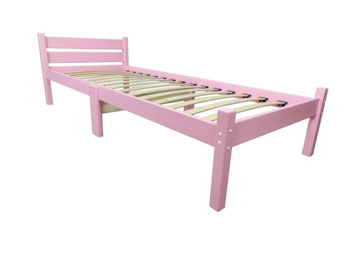 Кровать Компакт сосновая с ортопедическим основанием 70х190 розового цвета - купить Одноярусные кроватки по цене 9484.0