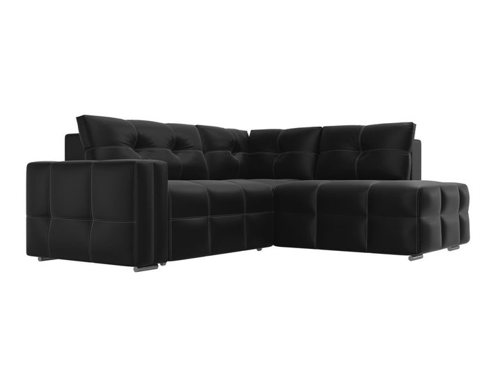 Угловой диван-кровать Леос черного цвета (экокожа) - лучшие Угловые диваны в INMYROOM