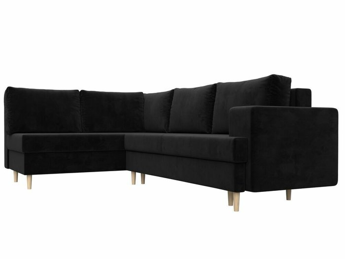 Угловой диван-кровать Сильвана черного цвета левый угол - лучшие Угловые диваны в INMYROOM