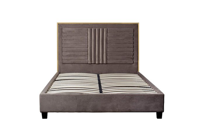 Кровать двуспальная из велюра с металлической вставкой 160х200