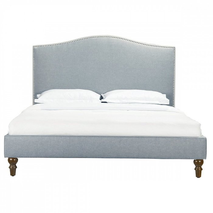 Кровать Fleurie Рогожка 180х200 c обивкой серо-голубого цвета