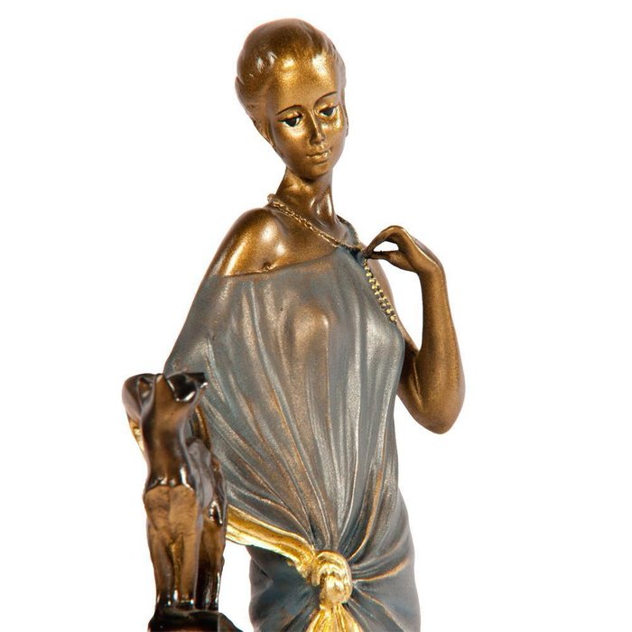Статуэтка Девушка с кошкой бронзового цвета - лучшие Фигуры и статуэтки в INMYROOM