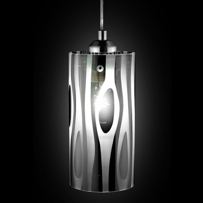 Подвесной светильник белый с хромированным рисунком - купить Подвесные светильники по цене 945.0