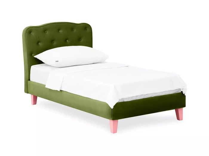 Кровать Candy 80х160 зеленого цвета с розовыми ножками