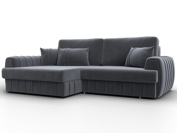 Угловой диван-кровать Лига-057 темно-серого цвета левый