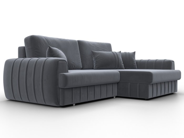 Угловой диван-кровать Лига-057 серого цвета правый  - лучшие Угловые диваны в INMYROOM