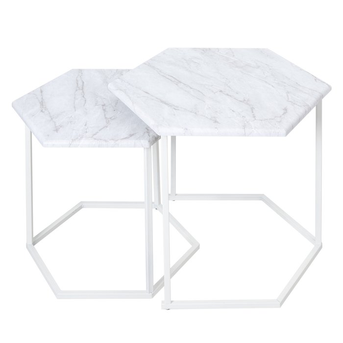 Набор из двух журнальных столиков МеталлАрт М003 белого цвета - купить Журнальные столики по цене 8042 Набор из двух журнальных столиков МеталлАрт М003 белого цвета - купить Журнальные столики по цене 8042