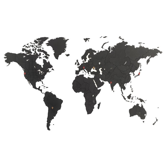 Пазл «карта мира» черная 100х60 см new - лучшие Декор стен в INMYROOM