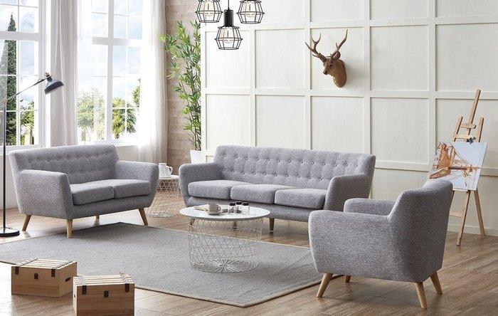 Прямой диван Copenhagen светло-серого цвета - купить Прямые диваны по цене 74195.0