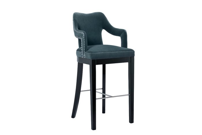 Стул барный в обивке из велюра сине-зеленого цвета - купить Барные стулья по цене 29400.0