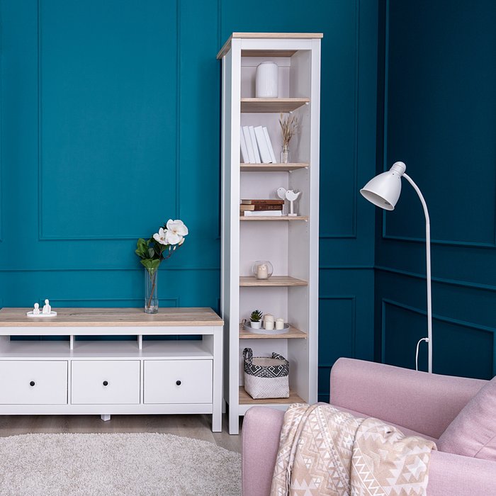 Стеллаж Сага белого цвета - лучшие Стеллажи в INMYROOM