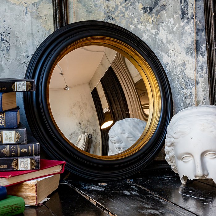 Настенное зеркало Джотто М в раме черно-золотого цвета - лучшие Настенные зеркала в INMYROOM