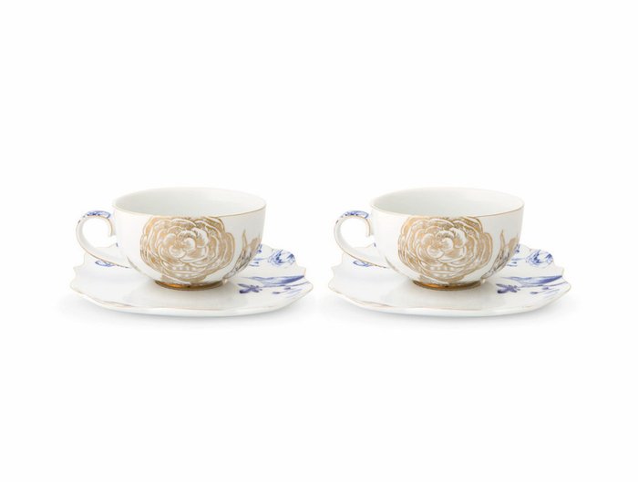 Набор из двух чашек с блюдцами Royal белого цвета - купить Для чая и кофе по цене 6111.0