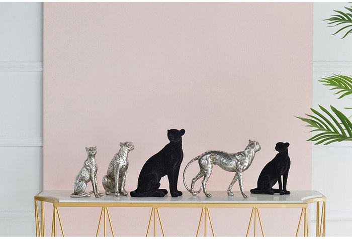 Фигурка Леопард серого цвета - купить Фигуры и статуэтки по цене 3340.0