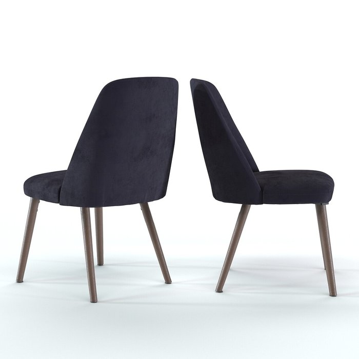 Комплект стульев из велюра и орехового дерева Watford черного цвета - купить Обеденные стулья по цене 30244.0