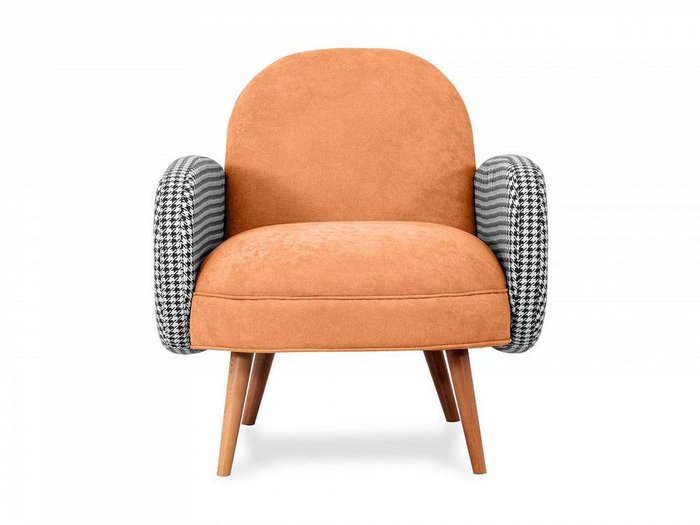 Кресло Bordo оранжевого цвета с коричневыми ножками  - купить Интерьерные кресла по цене 38100.0