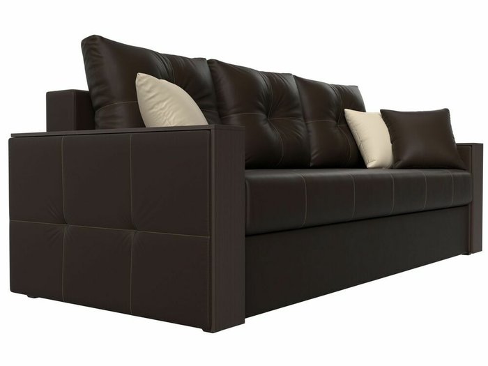 Прямой диван-кровать Валенсия коричневого цвета (экокожа) - лучшие Прямые диваны в INMYROOM