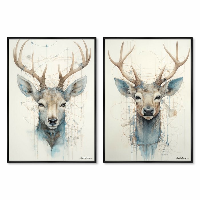 Набор из двух репродукций картин Enchanted Deer, 2024г.