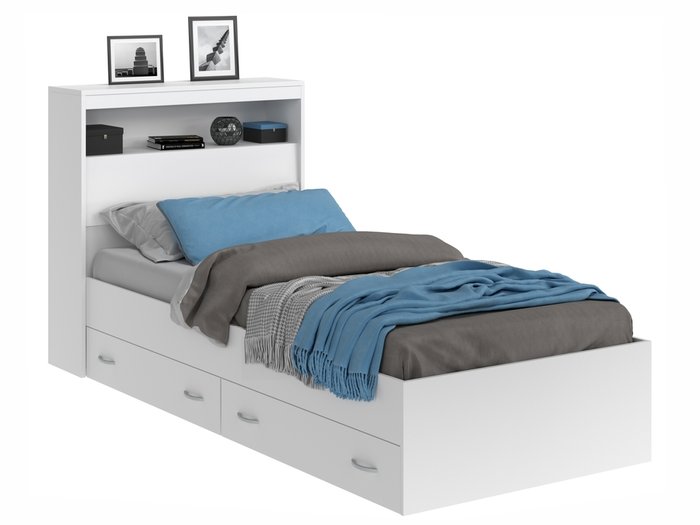 Кровать Виктория 90х200 белого цвета с матрасом 