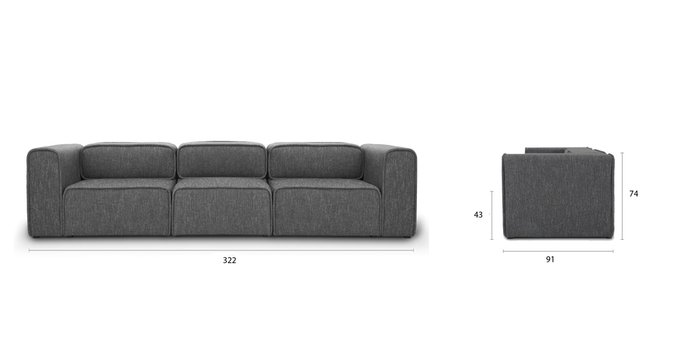 Модульный диван Метрополис XL gray    - купить Прямые диваны по цене 200222.0