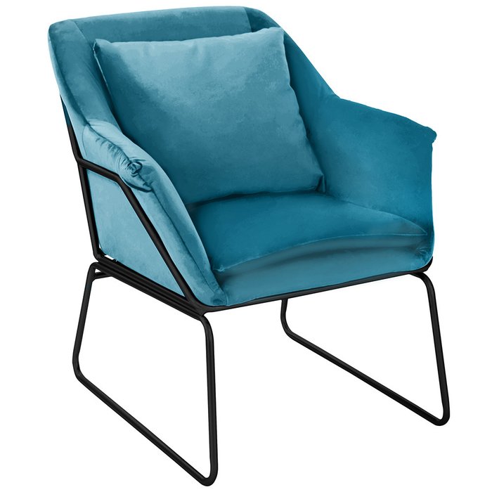 Набор кресло с оттоманкой Alex бирюзового цвета - купить Интерьерные кресла по цене 26990.0