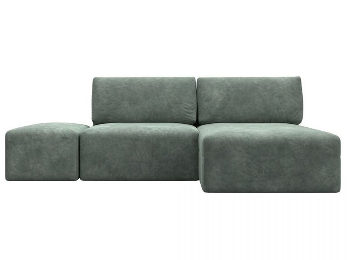 Угловой модульный диван-кровать с пуфом Лигa-060 светло-зеленого цвета - купить Угловые диваны по цене 101990