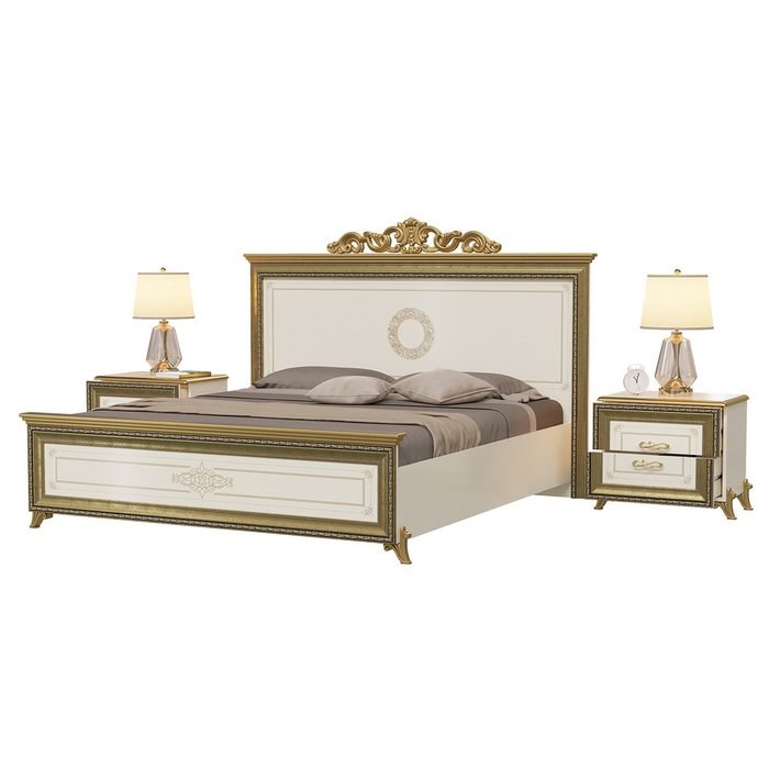 Спальня Версаль из кровати 180х200 и двух прикроватных тумб цвета слоновой кости - лучшие Спальные гарнитуры в INMYROOM