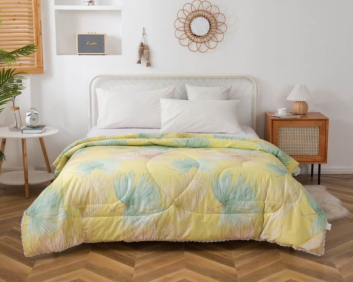 Одеяло Малика 200х220 желто-зеленого цвета - лучшие Одеяла в INMYROOM