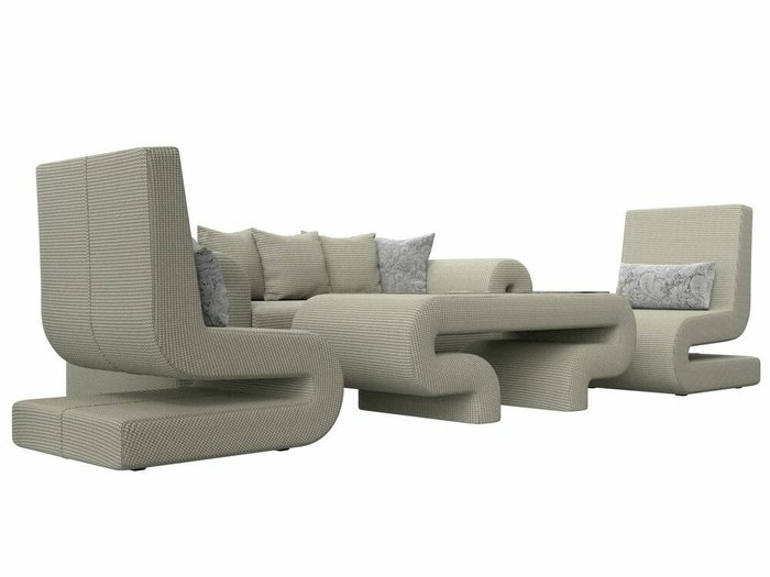 Набор мягкой мебели Волна 2 серо-бежевого цвета - лучшие Комплекты мягкой мебели в INMYROOM