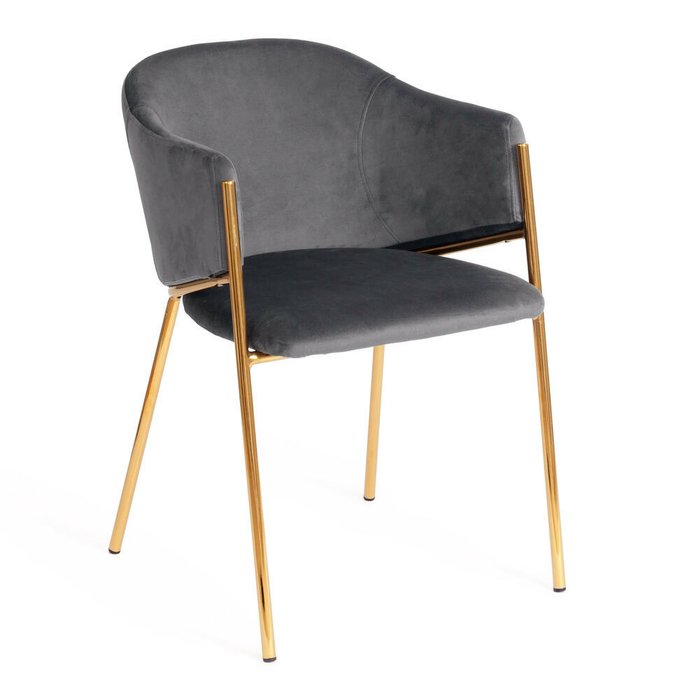 Набор из двух стульев Kronos серого цвета на золотых ножках - купить Обеденные стулья по цене 15920.0
