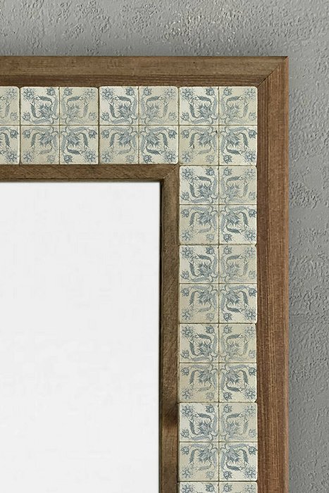 Настенное зеркало 43x63 с каменной мозаикой бежево-голубого цвета - лучшие Настенные зеркала в INMYROOM