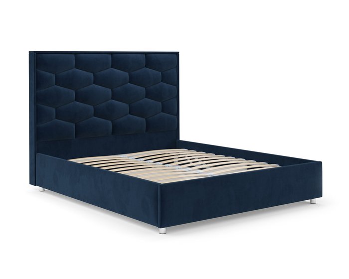 Кровать Рица 140х190 Luna 034 темно-синего цвета с подъемным механизмом  - лучшие Кровати для спальни в INMYROOM