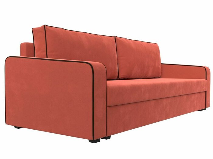 Диван-кровать Лига 009 кораллового цвета с коричневым кантом - лучшие Прямые диваны в INMYROOM