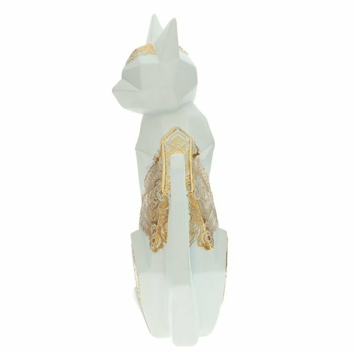Фигурка декоративная Кошка бело-золотого цвета - лучшие Фигуры и статуэтки в INMYROOM