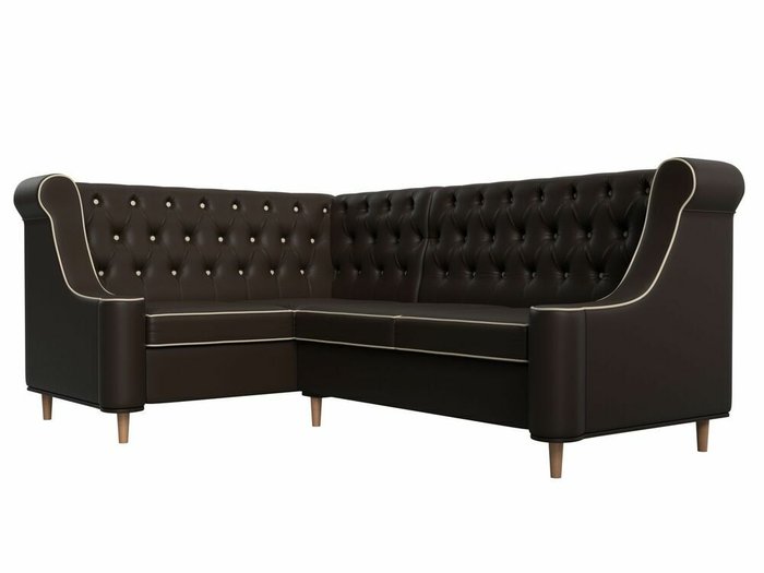 Угловой диван Бронкс коричневого цвета (экокожа) левый угол - лучшие Угловые диваны в INMYROOM
