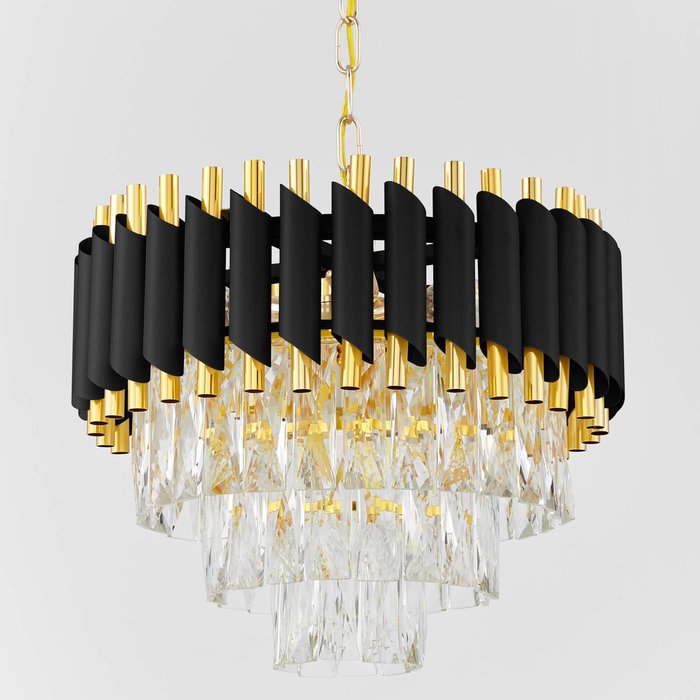 Хрустальная подвесная люстра Lumina Deco Funneli LDP 6003-400 BK+F.GD - лучшие Подвесные люстры в INMYROOM