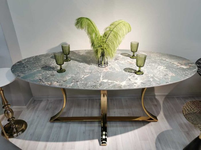 Стол обеденный Тренди золотисто-зеленого цвета - лучшие Обеденные столы в INMYROOM