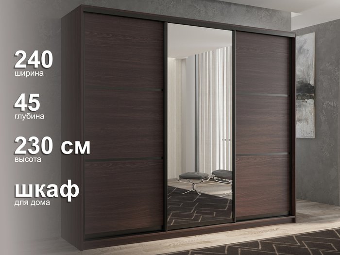 Шкаф-купе Кааппи-2 240 М цвета Венге - лучшие Шкафы-купе в INMYROOM