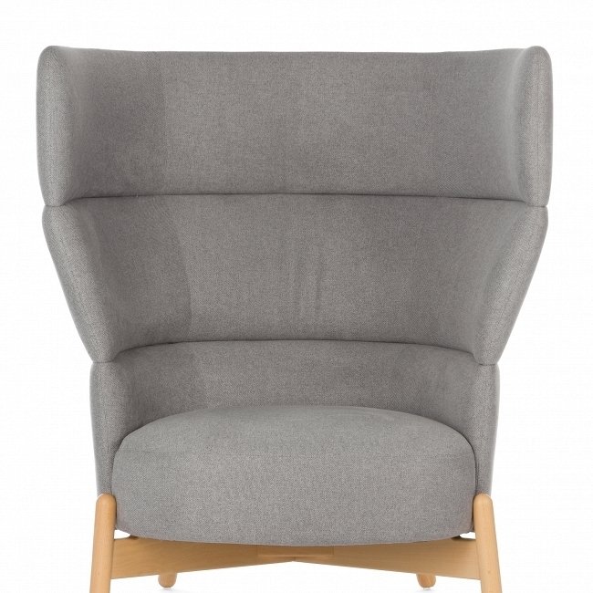 Кресло Wally High Wood серого цвета на деревянных ножках  - лучшие Интерьерные кресла в INMYROOM