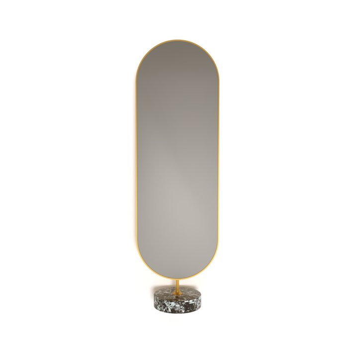 Овальное отдельно стоящее интерьерное зеркало в декоративной раме