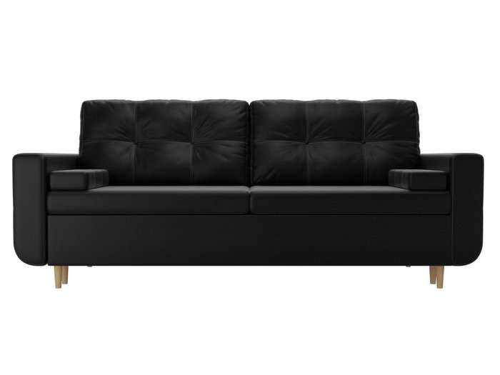 Прямой диван-кровать Кэдмон черного цвета (экокожа) - лучшие Прямые диваны в INMYROOM