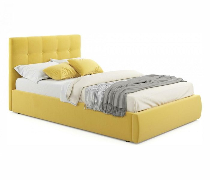 Кровать Selesta 120х200 с подъемным механизмом и матрасом желтого цвета