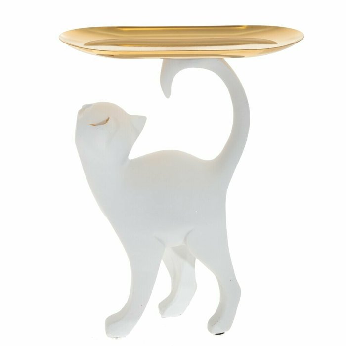 Фигурка декоративная Кошка белого цвета - лучшие Фигуры и статуэтки в INMYROOM