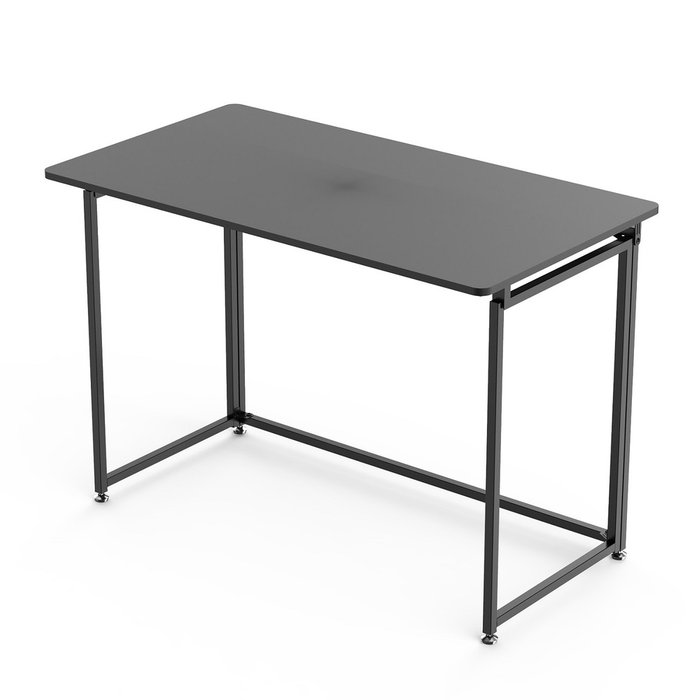 Складной письменный стол черного цвета со стальным каркасом 
