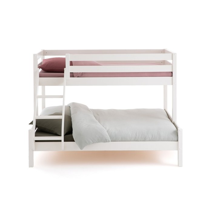 Детская двухъярусная трехместная кровать Meeting 140x190 белого цвета - лучшие Двухъярусные кроватки в INMYROOM