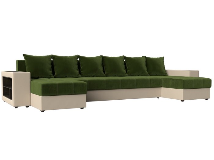 Уловой диван-кровать Дубай зеленого цвета (ткань\экокожа)