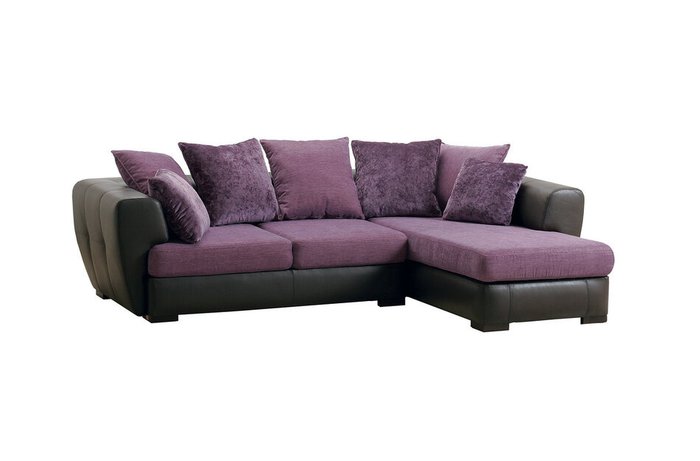 Угловой диван Колби черно-сиреневого цвета