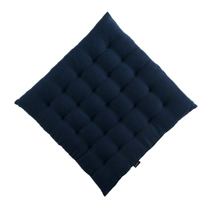 Декоративная подушка на стул из умягченного льна темно-синего цвета